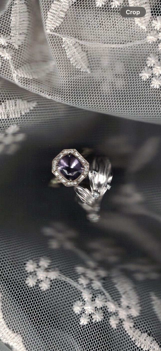 Both rings up close on lace
